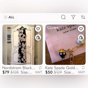 COMBINED ITEMS 
Black Maxi Dress with Cream Floral Print AND Kate spade Bracelet